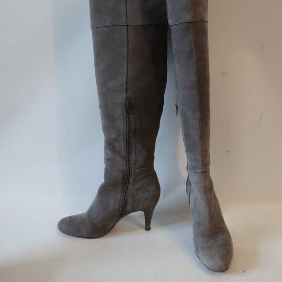 Womens Vince Camuto Gray Suede Over-the Knee Heeled Boots 10 - Picture 1 of 15